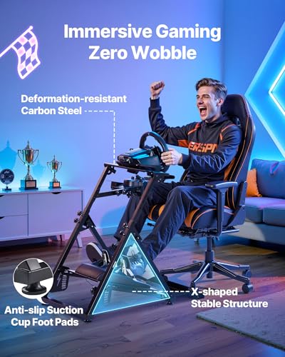 VEVOR Racing Wheel Stand, Adjustable & Foldable Simulator Stand for Logitech G923 G920 G29 G27, Thrustmaster T300RS TX F458 T500RS T3PA-PRO(F1/GT) Gaming Cockpit,Pedals Simulator NOT Included - size: X-shaped Pro
