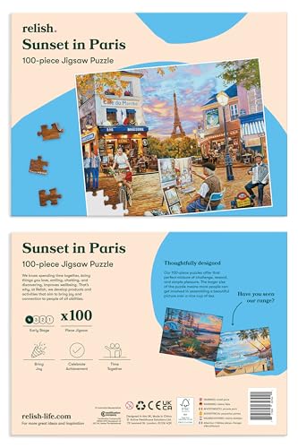 Relish 100 Piece Puzzles for Adults, Sunset in Paris Dementia Jigsaw Puzzle, Dementia Activities for Seniors - style: Sunset in Paris
