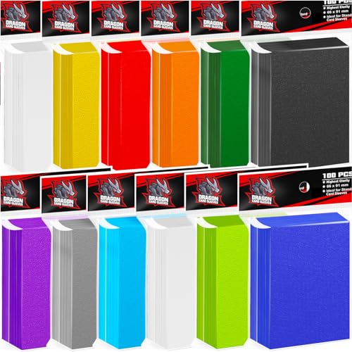 1200PCS Matte Card Sleeves for Trading Cards - Standard Size (66x91mm) Fit for MTG, Yugioh, Baseball Cards, Board Games - Acid-Free & Non-PVC Plastic Protectors (12 Assorted Colors) - color: 12 Color