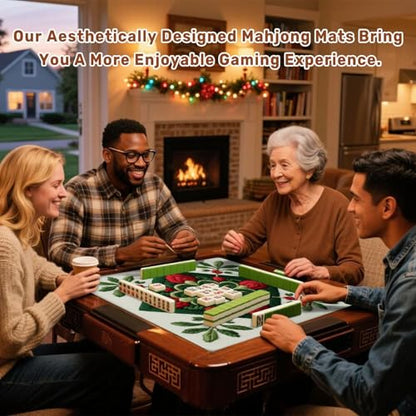 Mahjong Mat 31.5" x 31.5" Embroidered Christmas Poinsettia Holly Square Red Green Non-Slip Noise Reduction Mahjong Tiles Table Cover for Dominoes Poker Card Board and Tile Games Gift - color: Color7