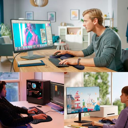 Ergonomic Mouse Pad Wrist Support, 2 in 1 Keyboard Wrist Rest Set | Memory Foam, 15° Ergonomic Slope, Massage Bead Design, Non-Slip PU Base, Lycra Fabric, for Office & Gaming,Black - color: Black