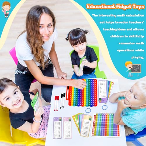 Addition Flash Cards+Multiplication Flash Cards + Fingertip Bubbles Toy | Interesting Math Combination, Math Games for Children Aged 3 + - style: Multiplication + addition