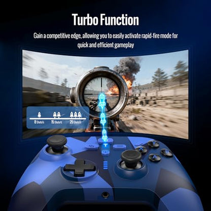 BETMI Wireless Controller Compatible with Xbox|PC, Built-in Audio Jack | Built-in Audio Jack/Macro/Turbo/Hall Effect Joysticks/2.4GHz Dongle, Compatible with Xbox One, Series X/S (Blue/Black)