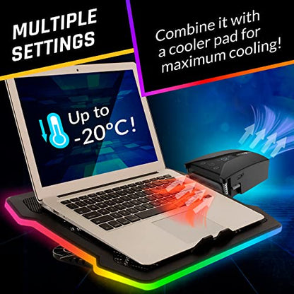 KLIM Tempest Laptop Cooler with Vacuum Fan - New - Gaming Laptop Fan with Display - Temperature Detection + Automatic/Manual Mode - 4000 RPM - Portable - Compatible with Laptop Cooling Pads | Automatic Temperature Detection, Thirteen Speed Levels, Accesso