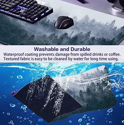 Gray Forest Mouse Pad with Seam Edge Design, Non Slip Rubber Keyboard Pad | Large Extended Mouse Pad; Full Desk Coverage; Waterproof Coating; Stable Anti-Slide Base For Gaming, Office, Study Daily Use - color: Grey Forest