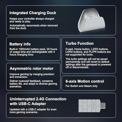 8BitDo Pro 3 Bluetooth Controller for Switch/Switch 2,Windows,TMR Joysticks | Programmable Pro Back Buttons&R4/L4 Bumpers,Hall/Tactile Triggers,Swappable ABXY Buttons,for Apple,SteamOS,Android, Grey - color: Gray