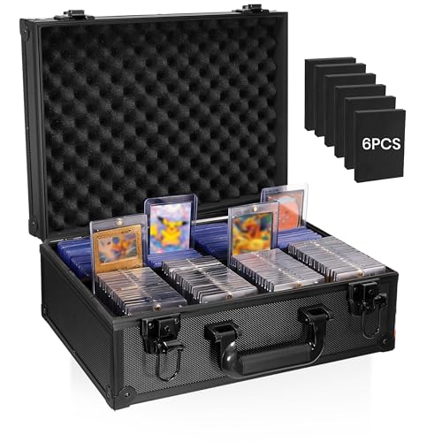 EcoVibe Trading Card Storage Box for 3" X 4" 35PT Toploaders 600+, Toploader Storage Box with 6 Foam Stoppers, Fits Toploader Magnetic Holders MTG Baseball Sports Top Loaders Holder（Black） - color: Black