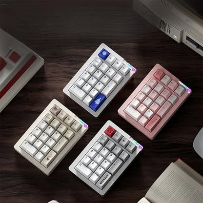 STARS21 Mechanical Number Pad,Aluminum CNC VIA/QMK Programmable Macro Numpad Gasket Hot Swappable Wireless Numeric Keypad BT5.0/2.4Ghz/USB-C RGB Gaming Keypad for Laptop/PC/Office (Silver-Gray) - color: Silver-Gray