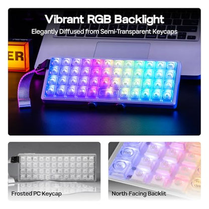 EPOMAKER Luma40 Low Profile Mechanical Keyboard with QMK/VIA & CNC Metal | Transparent PC Keycap, Hot-Swap, Kailh Linear Switch, 2.4Ghz/BT/USB, 40% Wireless Gaming Keyboard for Mac/Win