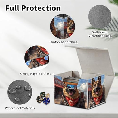 Stylish MTG Deck Box for 110+ Cards, Magnetic Commander Deck Case with Bonus Game Card Pouch, Durable Storage for TCG and Sleeved Magic Cards, Dogmeat, Ever Loyal - color: Dogmeat, Ever Loyal
