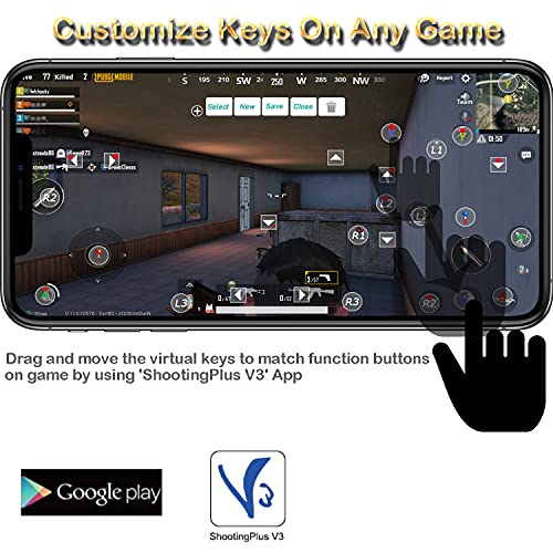 Android Game Controller Key Mapping Function Wireless Gaming Controller Gamepad for PUBG Mobile, Call of Duty Mobile, Android Phone/Tablet, Samsung, Redmi, Motorola, One+ - Not for iOS/PC (Black) - color: Dark Black