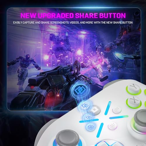 LENISUOLE for Xbox Controller, RGB Light, Macro & Turbo Function, Compatible with Xbox Series X|S, Xbox One & PC, Dual Vibration, 3.5mm Audio Jack, 2.4GHz Adapter - color: Soft White