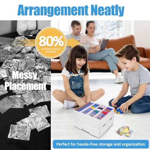 4 Pack Sports Card Boxes 3120 Count Cardboard Card Storage Box White Bulk Card Storage Baseball Card Boxes with 10 Dividers Sports Cards Storage Box for Card Game Baseball Card Storage Boxes