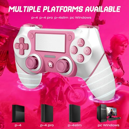 Ubsvaky Wireless Controller Compatible with PS4/Pro/Slim, Black ps4 controller with Dual Vibration, 1000mAh Battery, 6-Axis Motion Sensor (Pink1) - color: Pink1