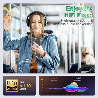 Dual USB-C Headphone and Charger Adapter - 1 in 2 out USB C Splitter with 60W Fast Charging and Audio Adapter for iPhone 16 15 iPad Huawei Galaxy PC, Type-C to Headphone Splitter for Call & Music