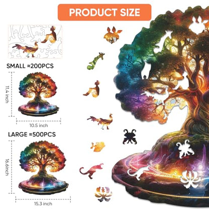 MEATRN Tree of Life 500 Pieces Wooden Puzzles - Plants Wood Jigsaw Puzzle for Adults, Symbol of Growth & Eternity, Collectible Spiritual Gift & Educational Puzzle, 15.3x16.6 in - color: Tree of Life, size: Large