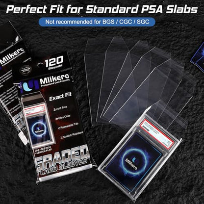 120 Pack Graded Card Sleeves, Precise Fit Slab Sleeves, Acid-Free Resealable Slab Protector Compatible with PSA Graded Slabs - size: 120 Pack