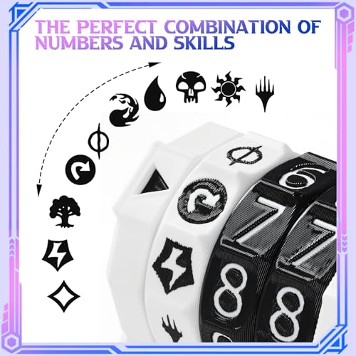 MTG Life Counter Wheel Health Tracker Gradient Game Counter for Board Game Compatible Table top Games with Magic Card Game Accessories CCG Creature Stats (White with Black) - color: White With Black