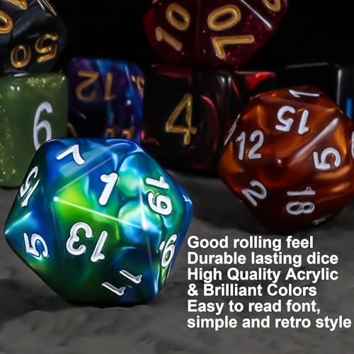 QMay 25 Sets Polyhedral Dice - 175 Pcs (25 X 7) DND Dice + 1 Large Dice Bag | 25 Colors D4 D6 D8 D10 D% D12 D20, Great for Dungeons&Dragons, MTG, Role Playing Table Games, Dice Goblins, RPG Players & DMs - color: 25 Sets-175pcs