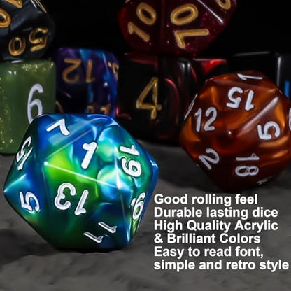 QMay 25 Sets Polyhedral Dice - 175 Pcs (25 X 7) DND Dice + 1 Large Dice Bag | 25 Colors D4 D6 D8 D10 D% D12 D20, Great for Dungeons&Dragons, MTG, Role Playing Table Games, Dice Goblins, RPG Players & DMs - color: 25 Sets-175pcs