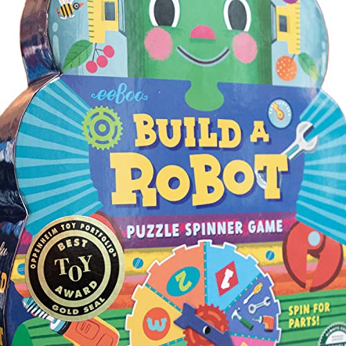eeBoo Build a Robot Spinner Game, Matching Game, Ages 3+, 2-4 Players | Introduces early number recognition & imaginative play. Includes spinner & robot building pieces. 15-30 min game - style: Build a Robot