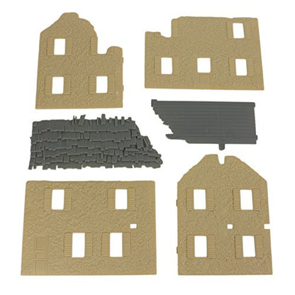 BMC WW2 Bombed French Farm House - Plastic Army Men Playset Accessory - color: Tan