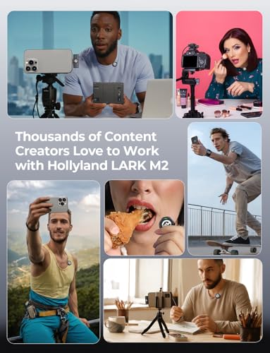Hollyland Lark M2 Wireless Microphone for iPhone/Camera/Android/PC, 48kHz/24-bit High Fidelity Audio, 300m Range, Noise Cancelling, 40h Use, YouTube, Vlog, Streaming (2TX + 3RX + Charging Case) | Streaming (2TX+3RX+Charging Case), Hours of battery life, 4