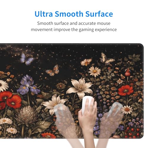 Flowers Gaming Mouse Pad Extended Large Mouse Mat 31.5 X 11.8 Inch Nonslip Rubber Base Long Desk Pad Stitched Edges Mousepad Mice Pad for Office Home Game - color: Flowers