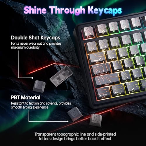 LEOBOG x Aula F75 MAX Wireless Gaming Keyboard w/Smart Display & Knob,75% Hot Swappable Custom Mechanical Keyboard, RGB Backlit,Pre-lubed Linear Switches,Side Printed PBT Topographic Keycaps(Grey) - color: Grey Gradient