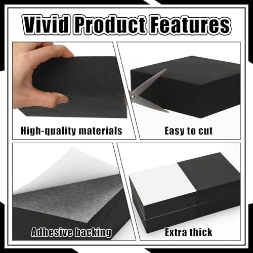 4 Pcs 2" Thick Foam Padding Sheet with Adhesive Backing Block | 6 Inch x 6 Inch, Closed Cell, Self Stick Neoprene Insulation Foam Sheet, Black, for Furniture Cars Speakers - color: Black, size: 2 Inch Thick, 6 x 6 Inches