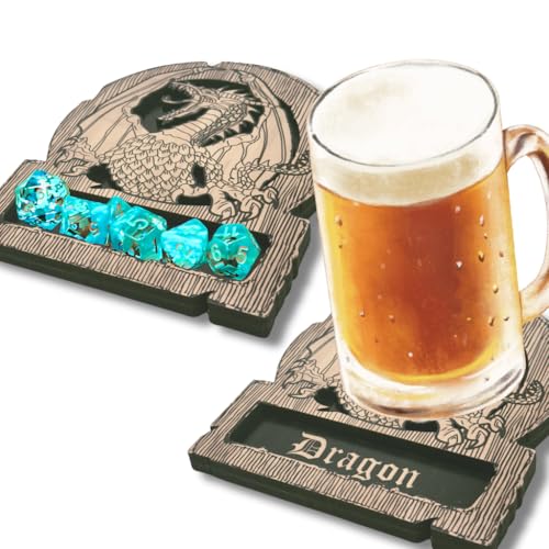 RPG Games Dice Tray Coaster - Set of 1 Dragon Class Icons Cute Coasters for RPG Game Room Accessories Home Fantasy Decor - Decorative Mug Drink Coasters - Gifts for Home and Kitchen Decor (Dragon) - color: Dragon