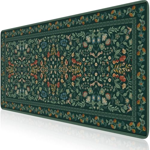 iCasso Desk Mat for Keyboard and Mouse, Large Mouse Pad, Desk Pad Mat, Anti-Slip Big Mousepad with Stitched Edges for Computer Desktop(Deep Green) - color: Deep Green, size: 35.4L x 15.7W inches