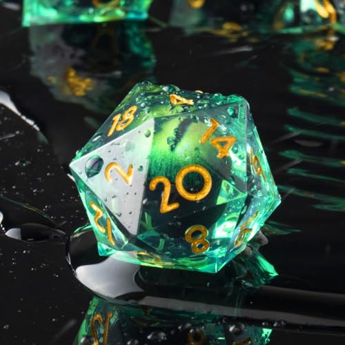 Beholder'S Eye D20 Dice Dragon Eye DND 22MM Single Dice with Resin Sharp Edge 20 Sided D&D Handmade Polyhedral for Dungeons and Dragons, RPG, Roleplaying Games MTG Table Games(Green Gold) - color: D20-green Dragon Eye