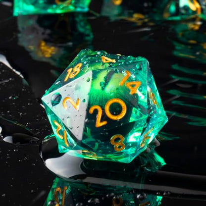 Beholder'S Eye D20 Dice Dragon Eye DND 22MM Single Dice with Resin Sharp Edge 20 Sided D&D Handmade Polyhedral for Dungeons and Dragons, RPG, Roleplaying Games MTG Table Games(Green Gold) - color: D20-green Dragon Eye