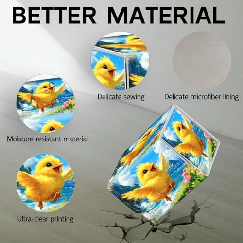 Trading Card Storage Box, Holds 100+ for MTG Cards, Premium PU Leather with Magnetic Closure, Cheerful Yellow Chick By Sea Durable Deck Box for Magic the Gathering, Trading Card Games - color: Cheerful Yellow Chick By Sea