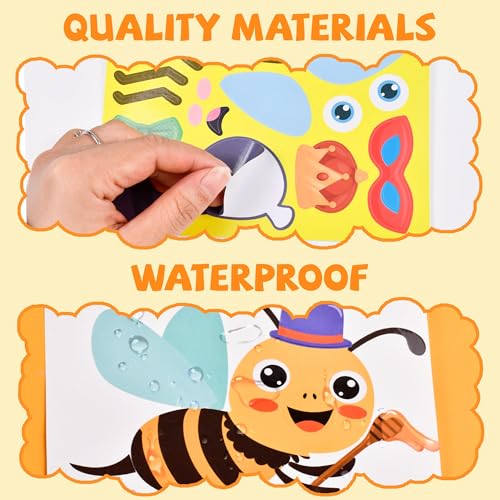 Sinceroduct Make Your Own Stickers for Kids, Fun Bug Sticker Kit with 60 Insect, Animal Face Sticker Sheets, Perfect for Rewards, Party Favors, Holiday Gifts, and Christmas Day, Valentine's Day - style: Insect