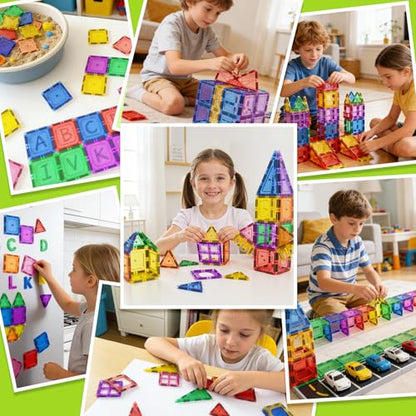 Coodoo Magnetic Tiles Kids Toys STEM Magnet Toy for Toddler Magnetic Blocks Building Preschool Learning Sensory Montessori Toys for 3+ Year Old Boys and Girls, Safe Creativity Toddler Kids Toy 40PCS