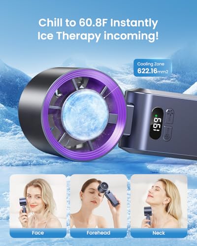 Handheld Portable Turbo Fan with Ice Cooler, Speed (1-199) Rechargeable Personal Fan[20000 RPM] Small Pocket Fans for Travel/Outdoor/Home/Office, Purple - color: Grey Purple
