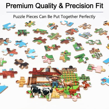 LELEMON Puzzles for Kids Ages 4-6,60 Piece Puzzles for Kids in a Metal Box | Farm Educational Jigsaw Puzzles Kids Puzzles,Childrens Puzzle Games Puzzle Toys for Girls and Boys - color: Farm