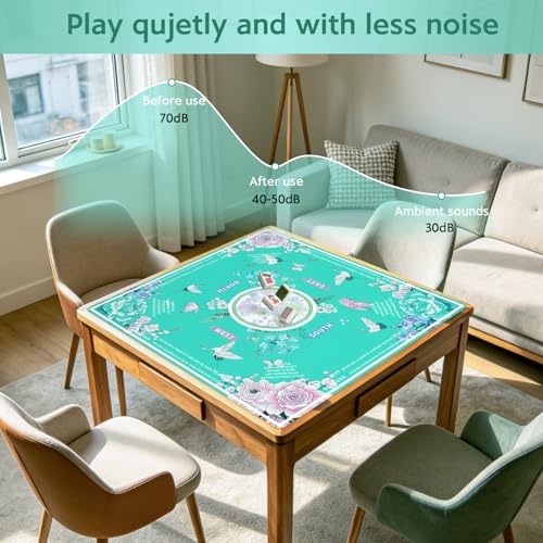 Green Mahjong Mat for Table, American Mahjong Mat with Rules, 31.5''x31.5'' | Non-Slip & Noise Reduction Mah Jongg Gift with Carrying Bag for Poker, Board Games, Dominoes, Cards & Tile Games - color: Emerald Green