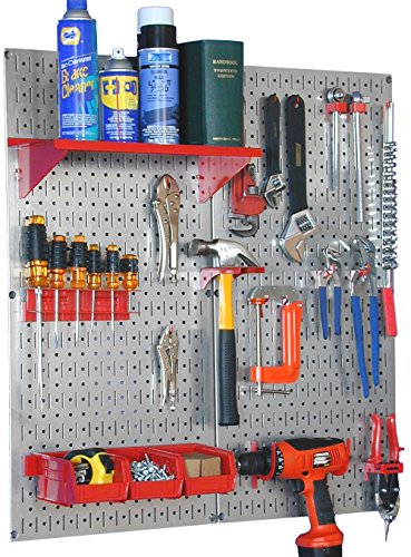Wall Control 30-WGL-200GVR Galvanized Steel Pegboard Tool Organizer,Galv/Red - color: Galv/Red