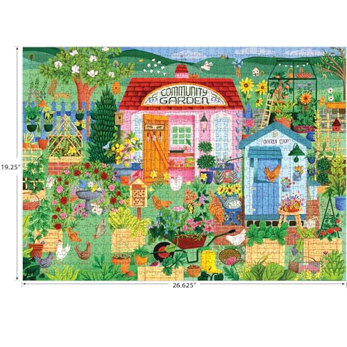 RoseArt Hobby Haven Community Garden 1000 Piece Jigsaw Puzzle | 19.25" x 26.625" Finished Size, Fully Interlocking Pieces, Bonus Poster Included, Made in USA - style: Community Garden