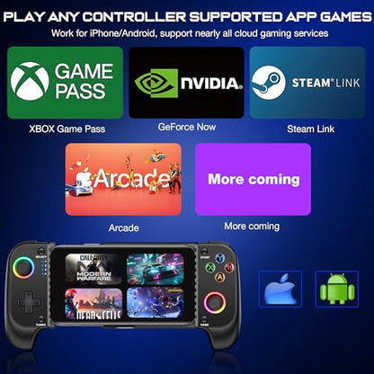 GIGEEKNY Phone Controller for iPhone/Android Support Phone Case, Mobile Game Controller with Led Light, Upgraded Joysticks, Turbo