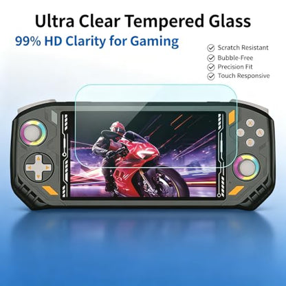 TEHAOUU Handheld Game Tempered Glass Protector, Compatible with AISLPC RG52 Pro Max Retro Game Console, Clear Display Cover for Portable Game Play (2)