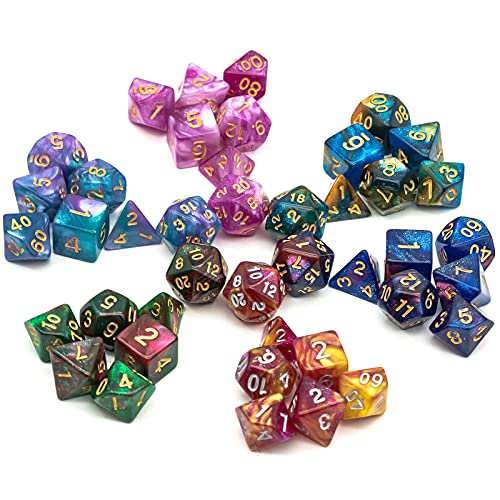 6 Sets DND Dice Polyhedral Dice Set (42pcs) with 1 Large Leather Bag, D&D Die Set for Dungeons and Dragons, RPG Table Games. (6Sets/42Pcs) - color: 6sets/42pcs