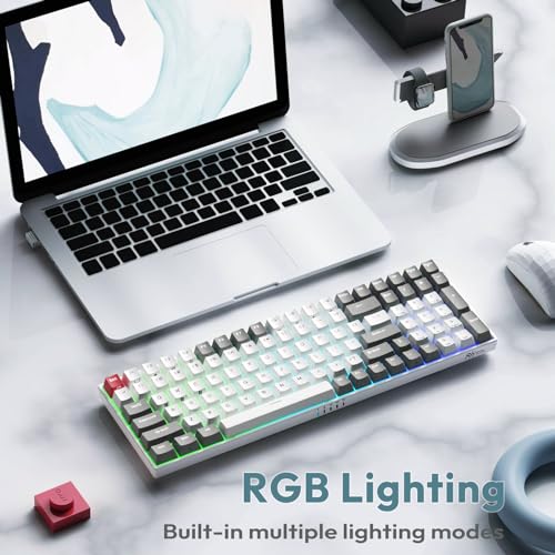 RK ROYAL KLUDGE RK100 Wireless Mechanical Keyboard RGB Backlit Bluetooth5.1/2.4G/Wired 96% Full Size 100-Key Hot Swappable Gaming Keyboard Brown Switch Classic - color: Classic, size: Hot Swappable Brown Switch