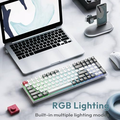 RK ROYAL KLUDGE RK100 Wireless Mechanical Keyboard RGB Backlit Bluetooth5.1/2.4G/Wired 96% Full Size 100-Key Hot Swappable Gaming Keyboard Brown Switch Classic - color: Classic, size: Hot Swappable Brown Switch