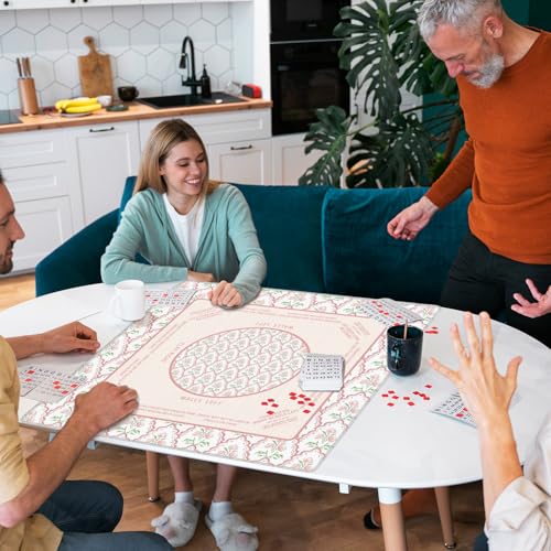 Pink and Green Floral Mahjong Mat 31.5"x31.5", Grandmillennial Flower Non-Slip Noise Reduction Gaming Mat for American Mahjong Poker Card Board Games Dominoes - color: Pink and Green Fower