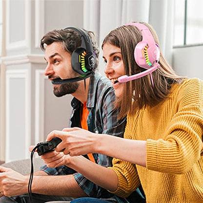 ZIYOU LANG CY907 Wired Gaming Headset with Rainbow RGB Backlight-Black | Retractable,Noise Isolating Microphone,Stereo Sound,Deep Bass,Memory Foam Earmuff,Over Ear Headphone for PS4 PC Win Mac Music - color: Black