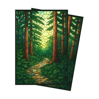 Stained Glass Green Mana - MTG Card Sleeves, 104ct, Standard Size | Perfect for Double Sleeving, Smudge Resistant Matte Back, Standard 66x92mm - Compatible with Magic The Gathering & TCG Cards - color: Green Mana